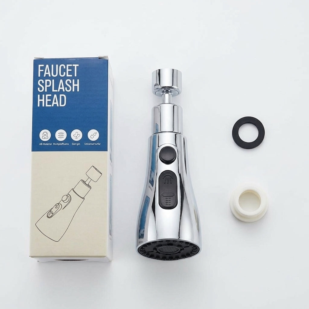 3-Mode Kitchen Sink Faucet Sprayer Head — 360° Rotatable Tap Aerator with Pressurized Blade, Wide Spray & Soft Stream | Universal Fit | Chrome ABS