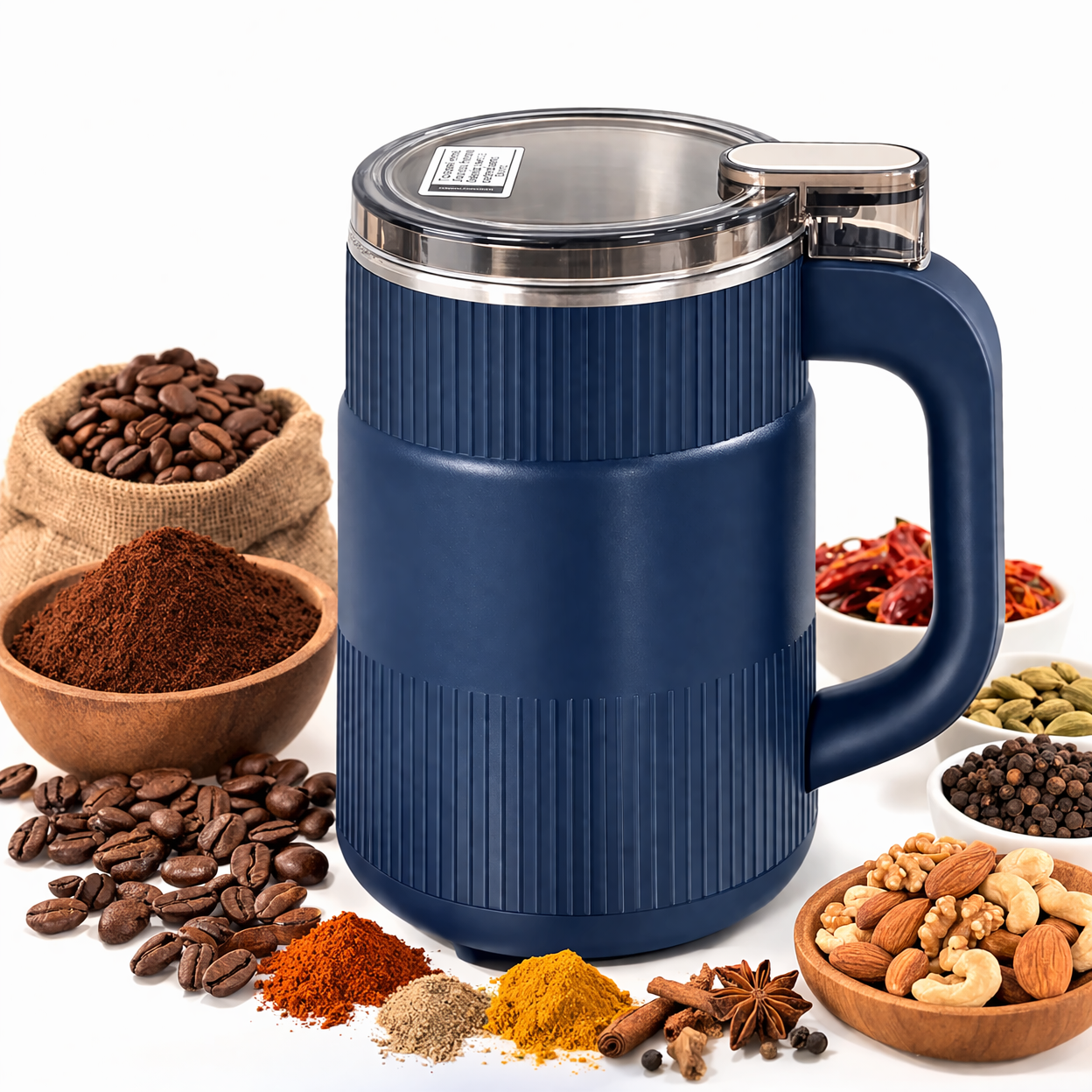 Electric Coffee Beans & Spices Grinder — Stainless Steel Blade Grinder for Herbs, Nuts & Grains