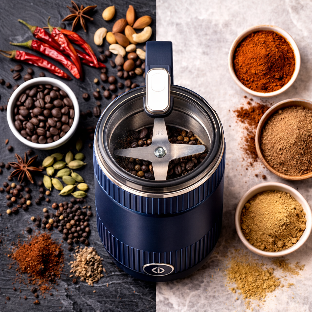 Electric Coffee Beans & Spices Grinder — Stainless Steel Blade Grinder for Herbs, Nuts & Grains